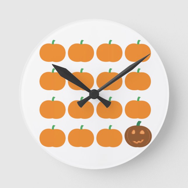 Halloween Cute Pumpkin Patch Round Clock (Front)