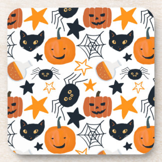 Halloween Cute Pumpkin, Spider, Black Cat Coaster