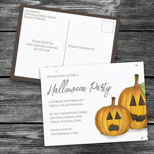 Halloween Cute Pumpkins Jack O'lanterns Budget Postcard (Creator Uploaded)