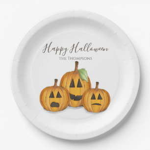 Halloween Cute Pumpkins Jack O'lanterns Paper Plate