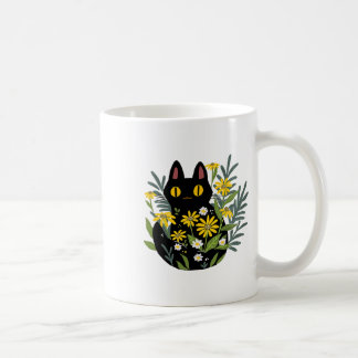 Halloween Cute Retro Black Cat Flower Fall Costume Coffee Mug