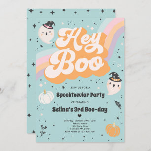 Halloween Cute Retro Spooky Ghost Birthday Party Invitation