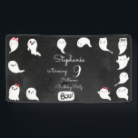 Halloween cute scary ghosts girl birthday party banner<br><div class="desc">Halloween ghosts scary kids birthday party item</div>