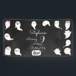 Halloween cute scary ghosts girl birthday party banner<br><div class="desc">Halloween ghosts scary kids birthday party item</div>