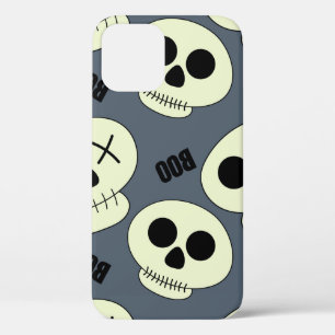 Halloween cute skull with boo childish seamless pa iPhone 12 case