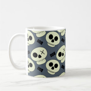 Halloween cute skull with boo childish seamless pa coffee mug