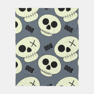 Halloween cute skull with boo childish seamless pa fleece blanket