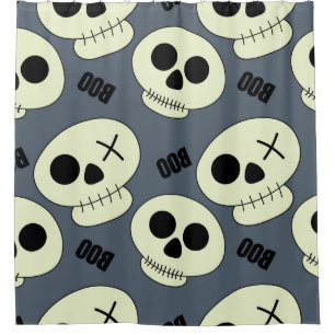 Halloween cute skull with boo childish seamless pa shower curtain