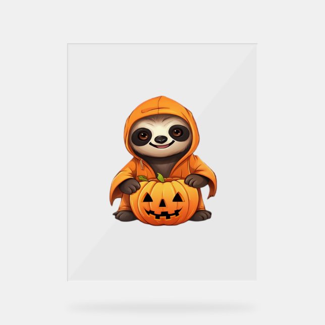 Halloween Cute Sloth Classic T-Shirt Acrylic Sign (Front)