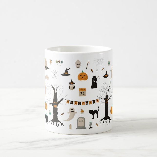 Halloween Cute Spooky Ghost Witch Pumpkin Coffee Mug (Center)