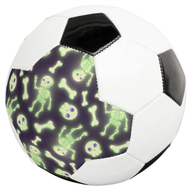 Halloween Cute Spooky Glowing Skeleton Bones Skull Soccer Ball (Three Quarter)