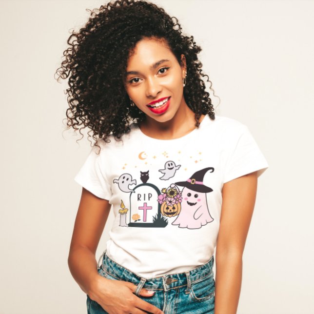 HALLOWEEN CUTE SPOOKY GRAVEYARD GHOSTS CUSTOM T-Shirt (Creator Uploaded)