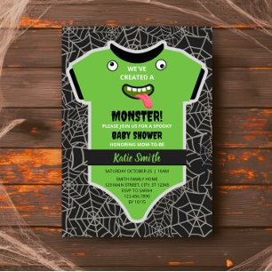 Halloween Cute Spooky Green Monster Baby Shower Invitation