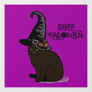 Halloween Cute Spooky Whimsical Black Cat Purple