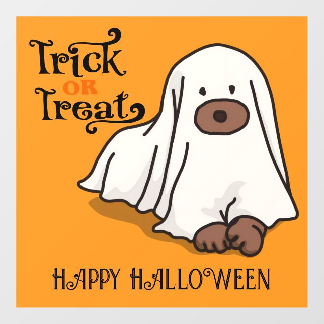 Halloween Cute Spooky Whimsical Ghost Dog Orange (Sheet)