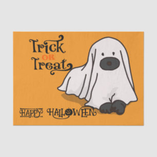 Halloween Cute Spooky Whimsical Ghost Dog Orange  Tissue Paper