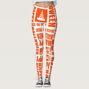 Halloween Cute Spooky Whimsical Orange Pattern Leggings