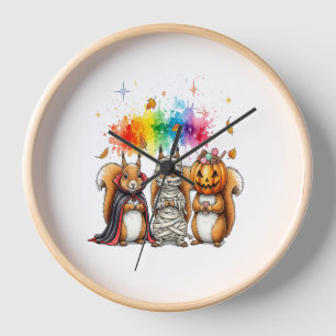 Halloween Cute Squirrels Costume Clock