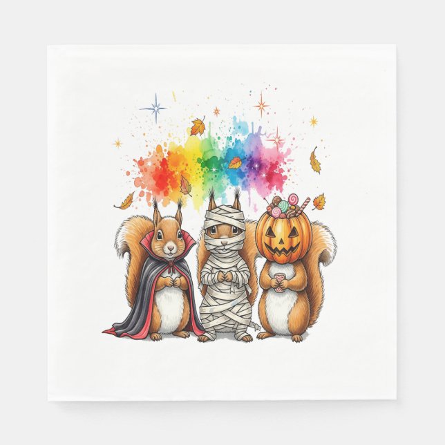 Halloween Cute Squirrels Costume Napkin (Front)