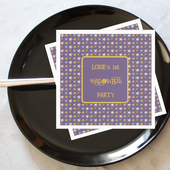 Halloween Cute Stars Custom Name Napkin (Creator Uploaded)