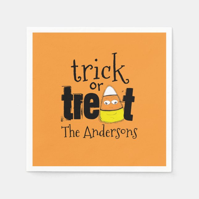 Halloween Cute Trick or Treat Funny Candy Corn Napkin (Front)
