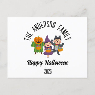 Halloween Cute Trick or Treat Personalised Name Holiday Postcard
