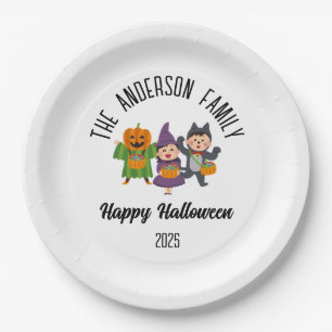 Halloween Cute Trick or Treat Personalised Name Paper Plate