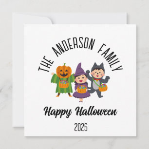 Halloween Cute Trick or Treat Personalized Name Holiday Card