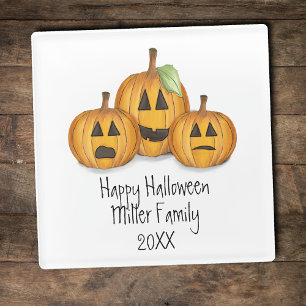 Halloween Cute Whimsical Pumpkins Jack O Lantern's Glass Coaster