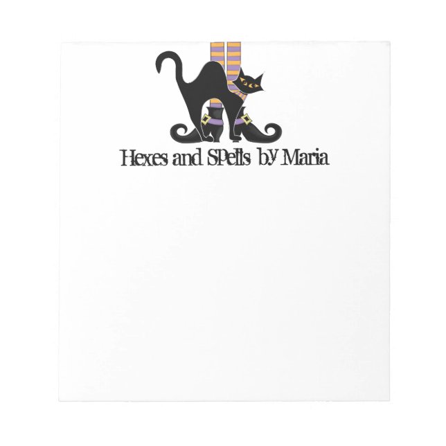 Halloween Cute Whimsical Witch Shoes Black Cat Notepad (Front)