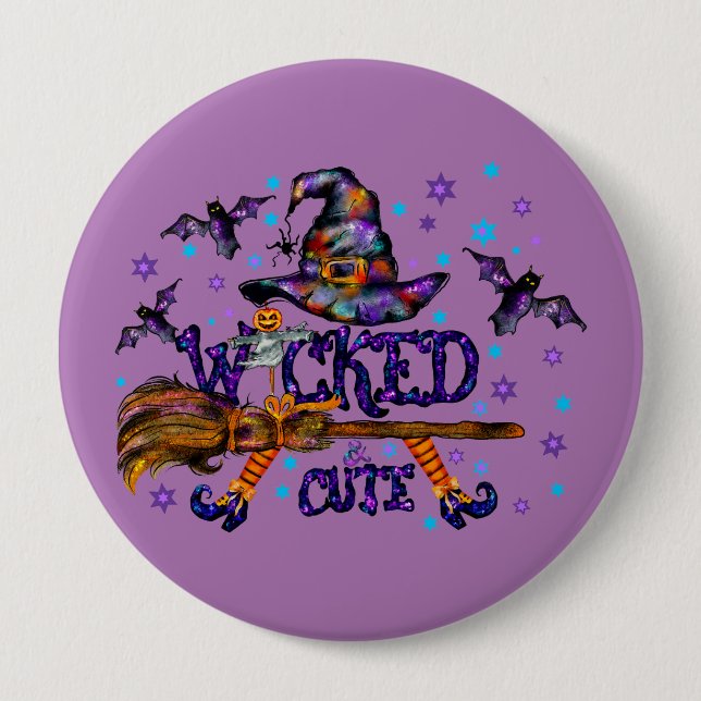 Halloween Cute Wicked Witch 10 Cm Round Badge (Front)