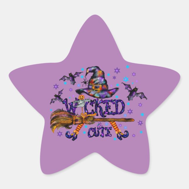 Halloween Cute Wicked Witch Star Sticker (Front)