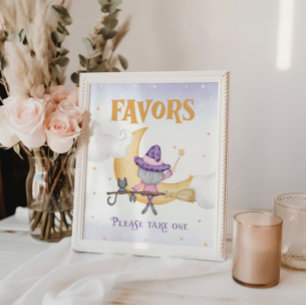 Halloween Cute Witch Birthday Favours Sign