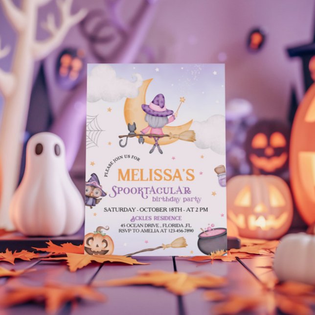 Halloween Cute Witch Birthday Party Spooktacular Invitation (Creator Uploaded)