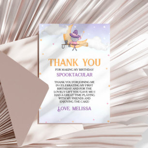 Halloween Cute Witch Birthday Party Thank You Card