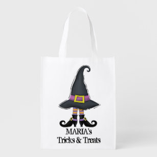 Halloween Cute Witch Custom Trick or Treat Reusable Grocery Bag