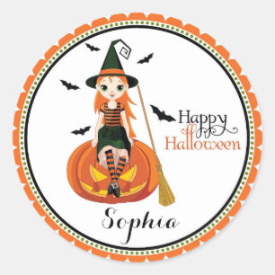 Halloween cute witch goodie bag favour stickers