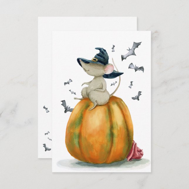 Halloween Cute Witch Mouse Card (Front/Back)