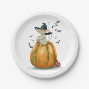 Halloween Cute Witch Mouse Paper Plate