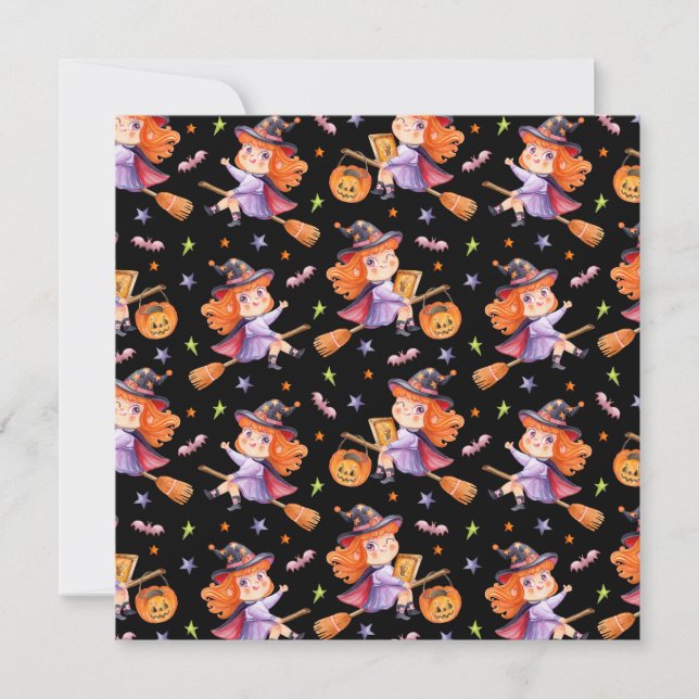 Halloween cute witch throw pillow (Front)