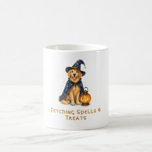 Halloween Cute Wizard Golden Retriever Coffee Mug