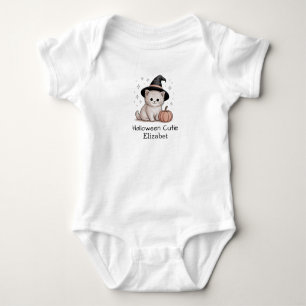 Halloween Cutie Personalised Cute Cat and Pumpkin Baby Bodysuit