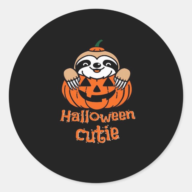 Halloween cutie sloth Essential T-Shirt Classic Round Sticker (Front)