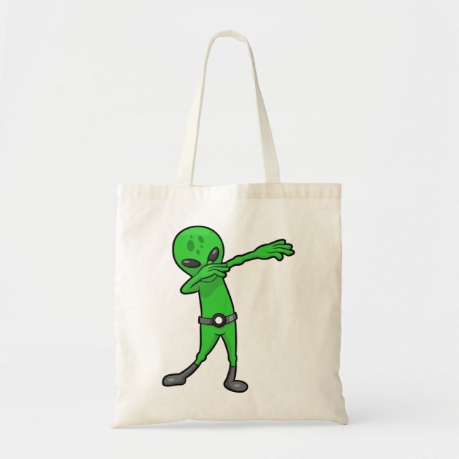 halloween dabbing alien tote bag (Front)