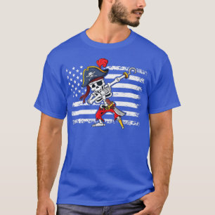 Halloween Dabbing Pirate Skeleton Funny American F T-Shirt