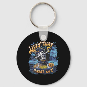 Halloween Dabbing Pirate Skeleton Simple Halloween Key Ring