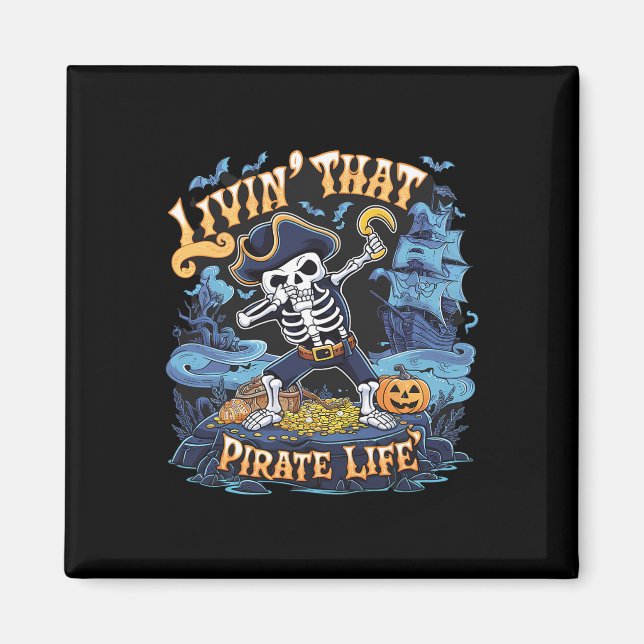 Halloween Dabbing Pirate Skeleton Simple Halloween Magnet (Front)