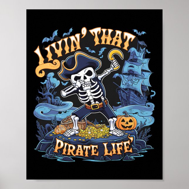 Halloween Dabbing Pirate Skeleton Simple Halloween Poster (Front)