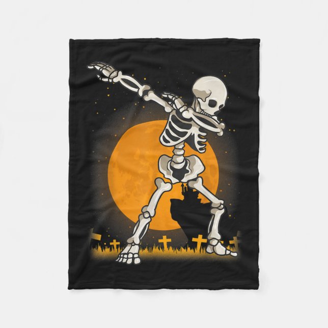 Halloween Dabbing Skeleton Costume Fleece Blanket (Front)