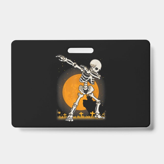 Halloween Dabbing Skeleton Costume ID Badge (Front)